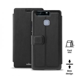 PURO Booklet Wallet Case - Etui Huawei P9 z kieszenią na kartę + stand up (czarny)