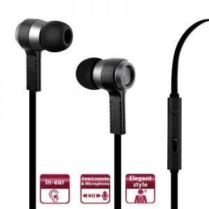 PURO Biz Earphones - Słuchawki z płaskim kablem z mikrofonem i pilotem (czarny)