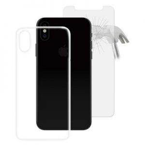 PURO 0.3 Nude - Etui iPhone X (przezroczysty) + Szkło ochronne hartowane na ekran iPhone X