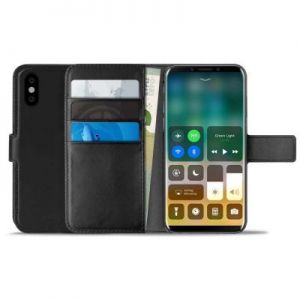 PURO Booklet Wallet Case - Etui iPhone X z kieszeniami na karty + stand up (czarny)
